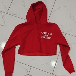 Assholes Live Forever Red Cropped Hoodie | Size Small | Streetwear Graphic